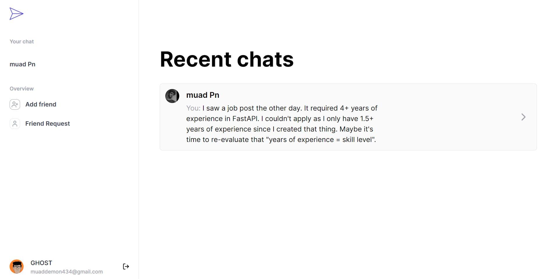 Real-time Chat Application - View 1
